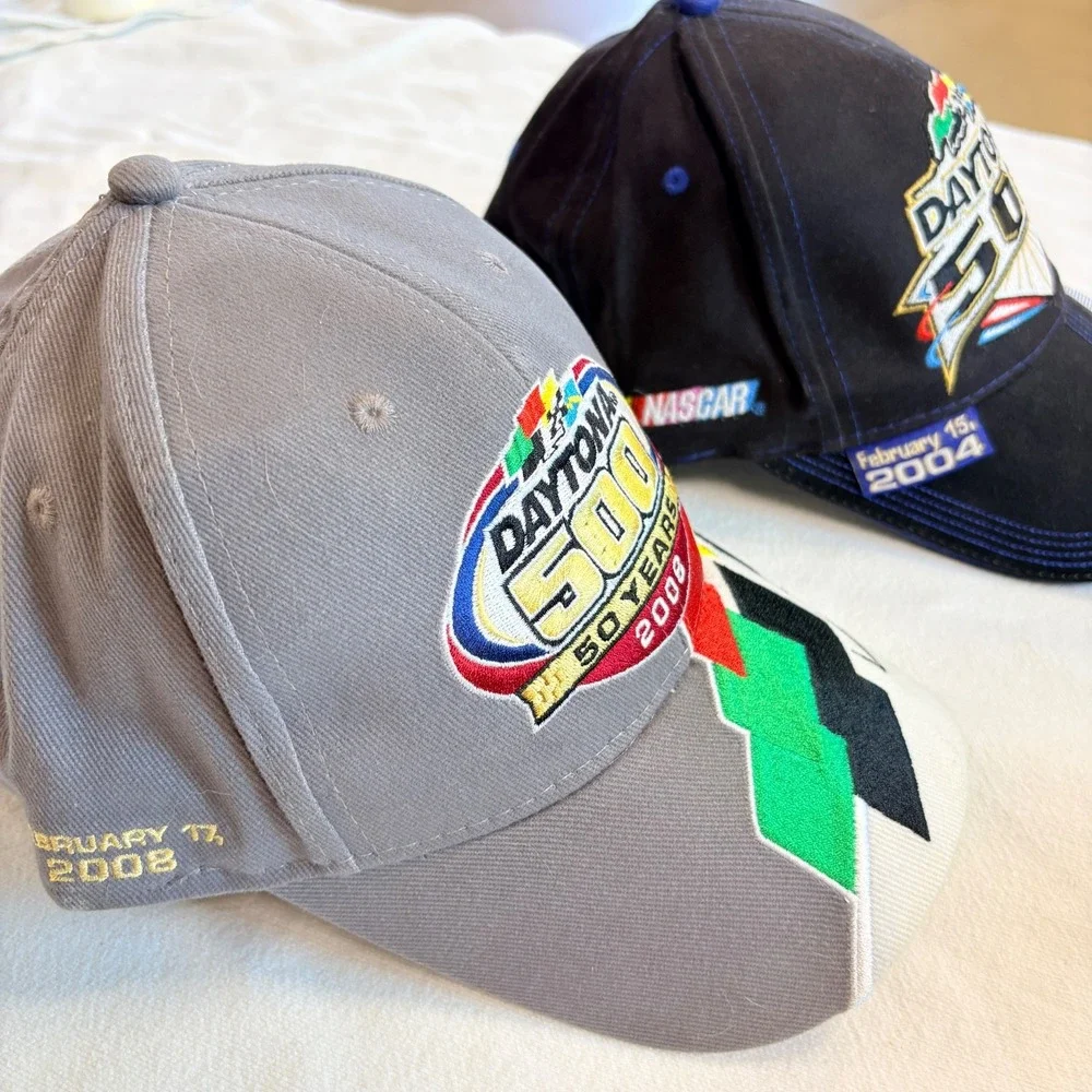 Lot 4 Vtg Daytona 500 Baseball Hats Embroidered Disney Mickey Anniv. '04-08'